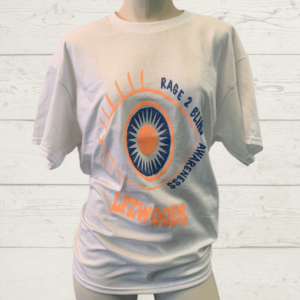 Orange & blue Rage 2 Blind Awareness tee shirt.